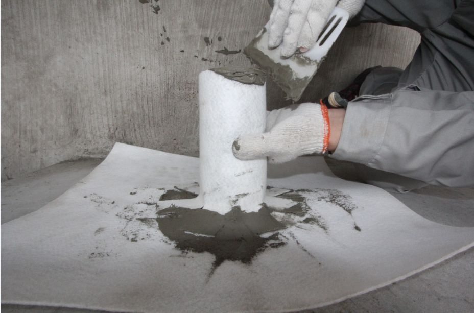 LOCA防水卷材濕鋪施工節點—管根